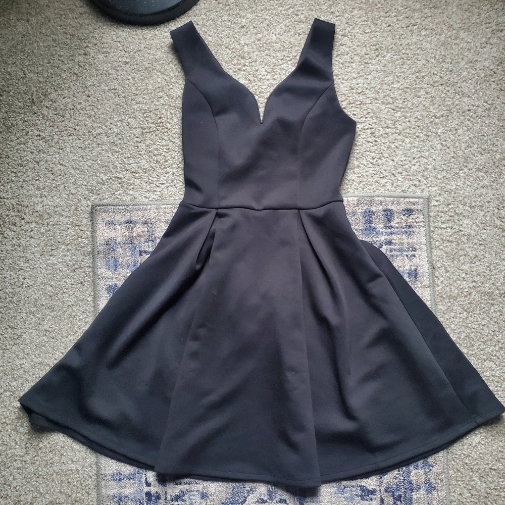Francescas Classic Black V-Neck Fit & Flare Dress